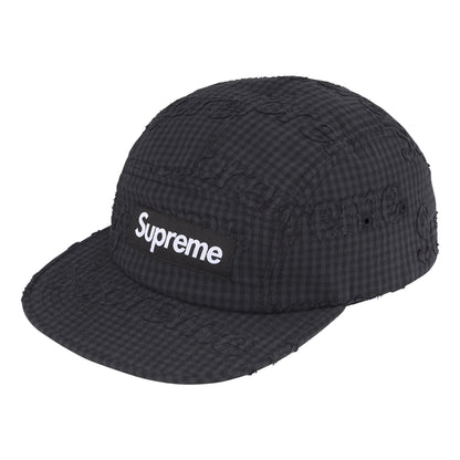 SUPREME MONOGRAM GINGHAM CAMP CAP-BLACK