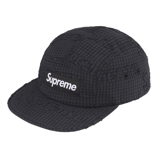 SUPREME MONOGRAM GINGHAM CAMP CAP-BLACK