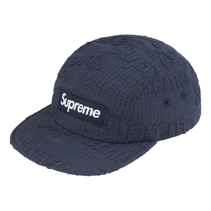 SUPREME MONOGRAM GINGHAM CAMP CAP-NAVY