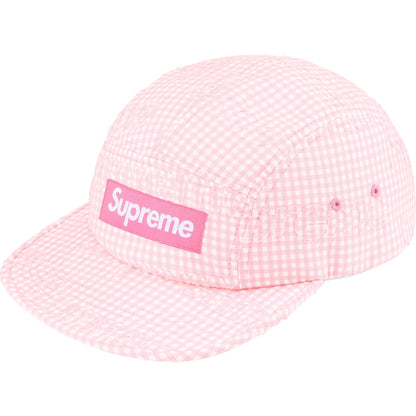 SUPREME MONOGRAM GINGHAM CAMP CAP-PINK