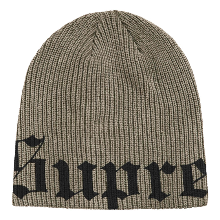 SUPREME OLD ENGLISH PRINTED BEANIE-OLIVE