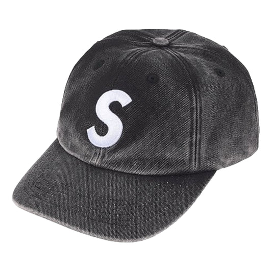SUPREME PIGMENT COATED S LOGO 6-PANEL-BLACK