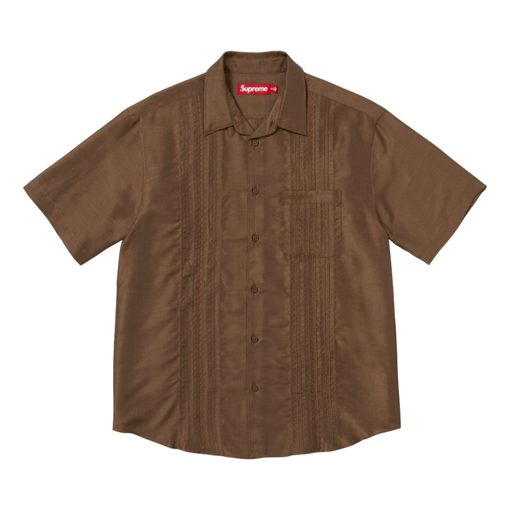 SUPREME PINTUCK S/S SHIRT-BROWN