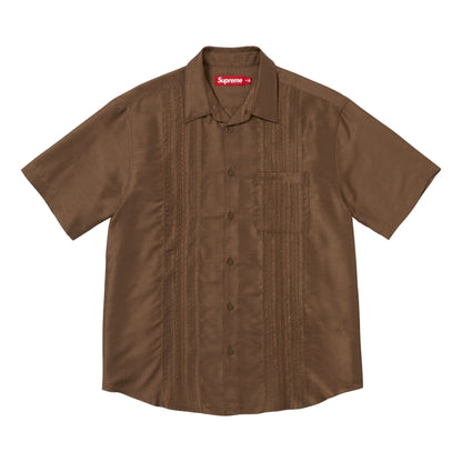 SUPREME PINTUCK S/S SHIRT-BROWN