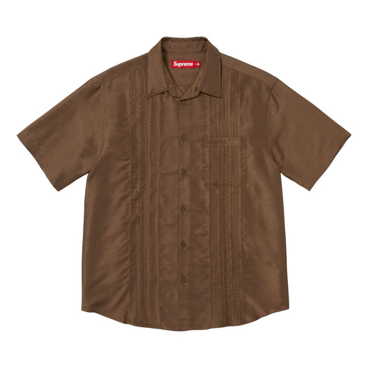 SUPREME PINTUCK S/S SHIRT-BROWN