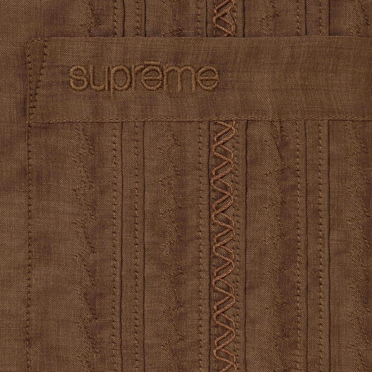 SUPREME PINTUCK S/S SHIRT-BROWN