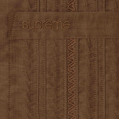 SUPREME PINTUCK S/S SHIRT-BROWN