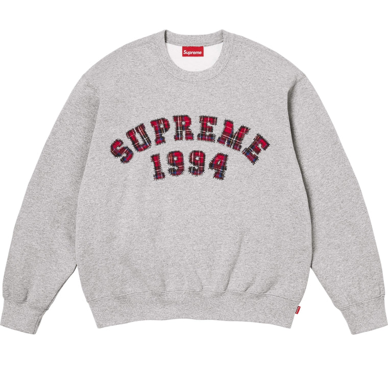 SUPREME PLAID ARC CREWNECK-HEATHER GREY