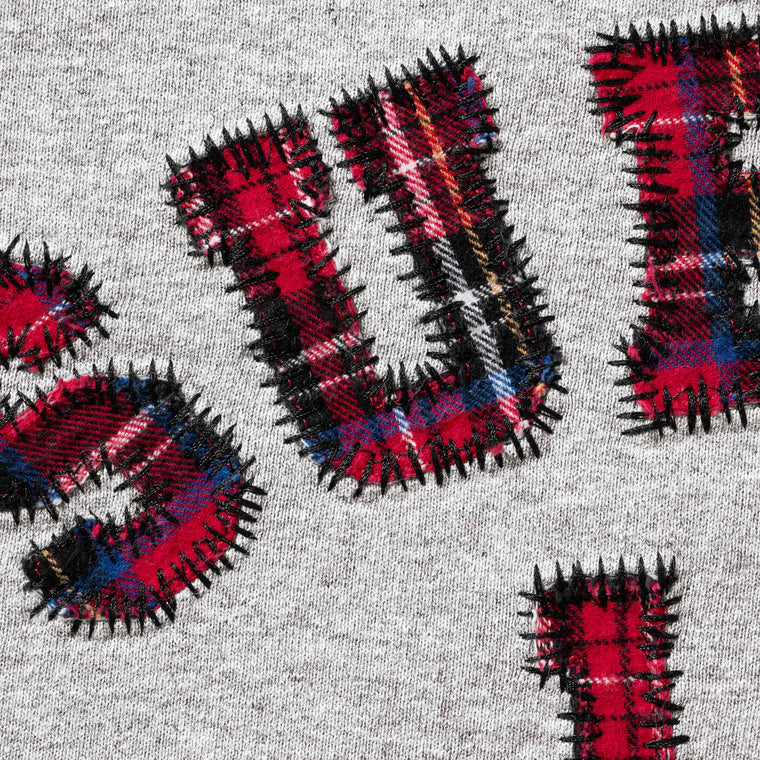 SUPREME PLAID ARC CREWNECK-HEATHER GREY
