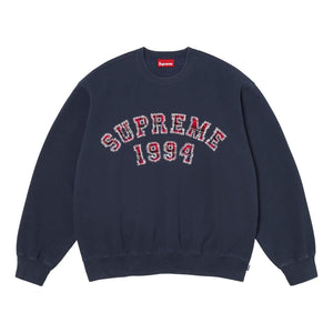 SUPREME PLAID ARC CREWNECK-NAVY