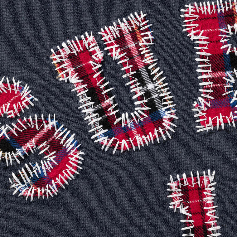 SUPREME PLAID ARC CREWNECK-NAVY