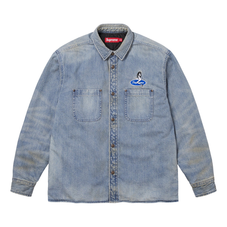 SUPREME QUILTED LINED DENIM SNAP SHIRT-DIRTY INDIGO