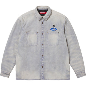 SUPREME QUILTED LINED DENIM SNAP SHIRT-STRIPE