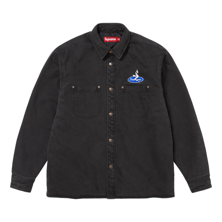SUPREME QUILTED LINED DENIM SNAP SHIRT-WASHED BLACK