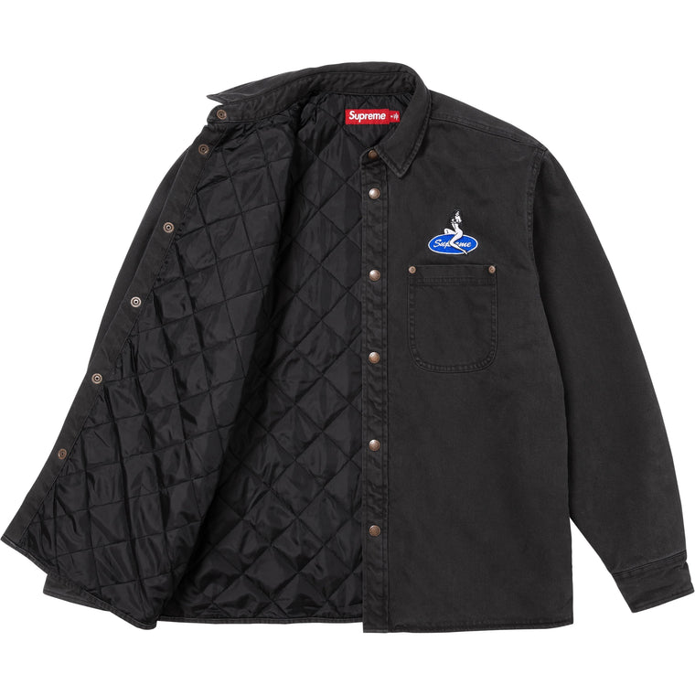 SUPREME QUILTED LINED DENIM SNAP SHIRT-WASHED BLACK
