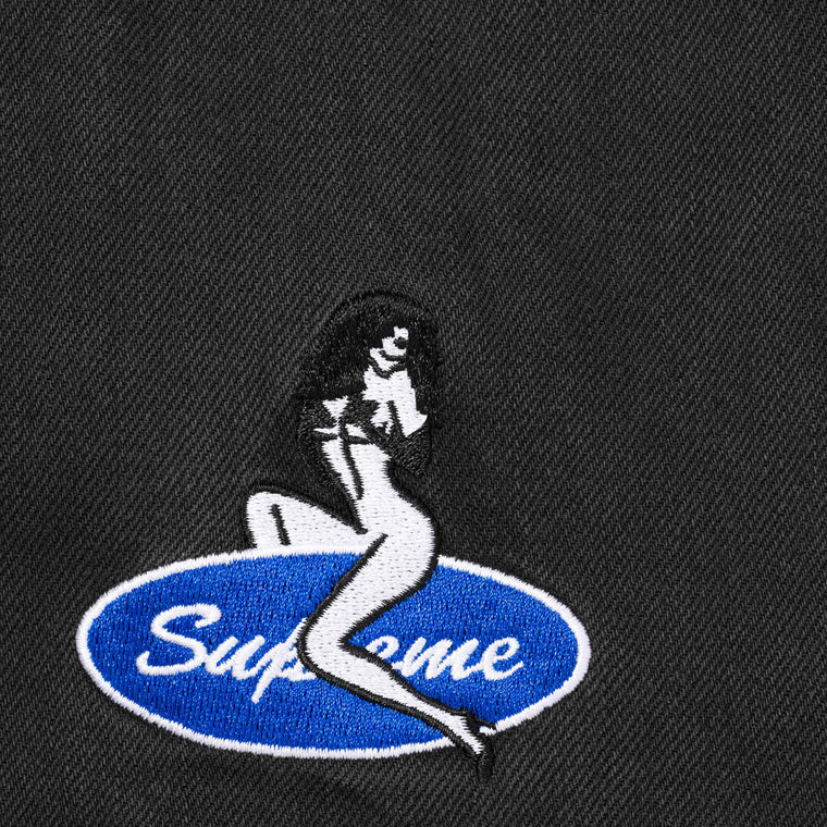 SUPREME QUILTED LINED DENIM SNAP SHIRT-WASHED BLACK