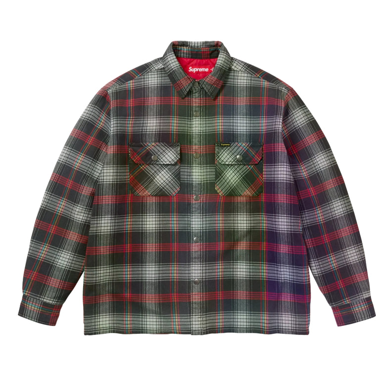 SUPREME QUILTED LINED FLANNEL SNAP SHIRT-BLACK