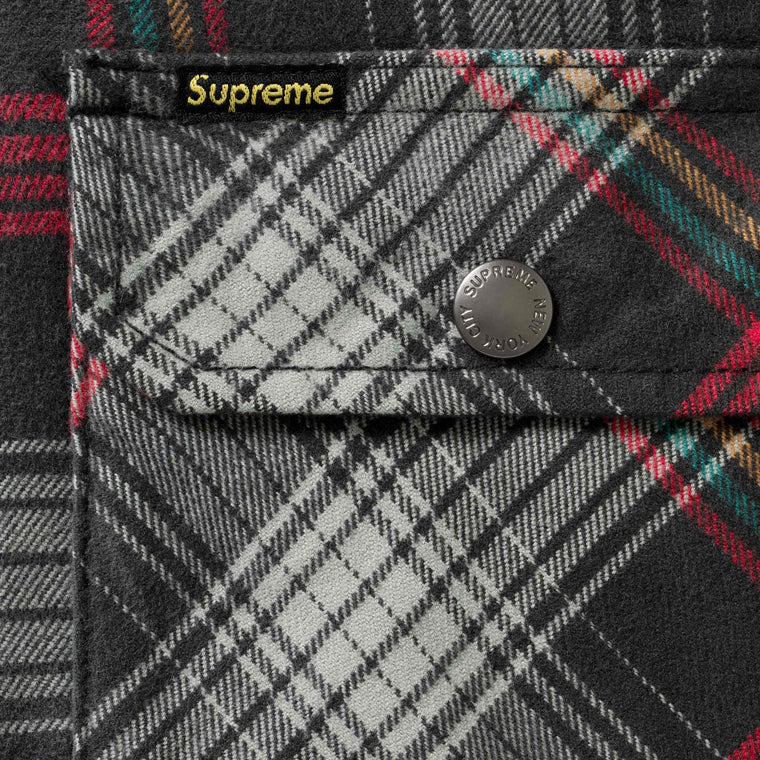 SUPREME QUILTED LINED FLANNEL SNAP SHIRT-BLACK