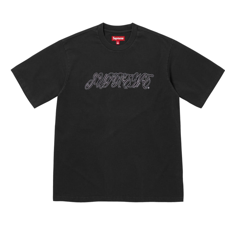 SUPREME RAISED SCRIPT S/S TOP-BLACK