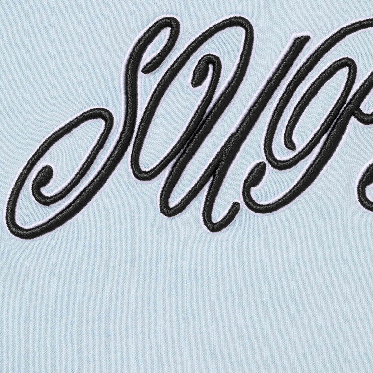 SUPREME RAISED SCRIPT S/S TOP-BLUE