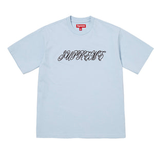 SUPREME RAISED SCRIPT S/S TOP-BLUE