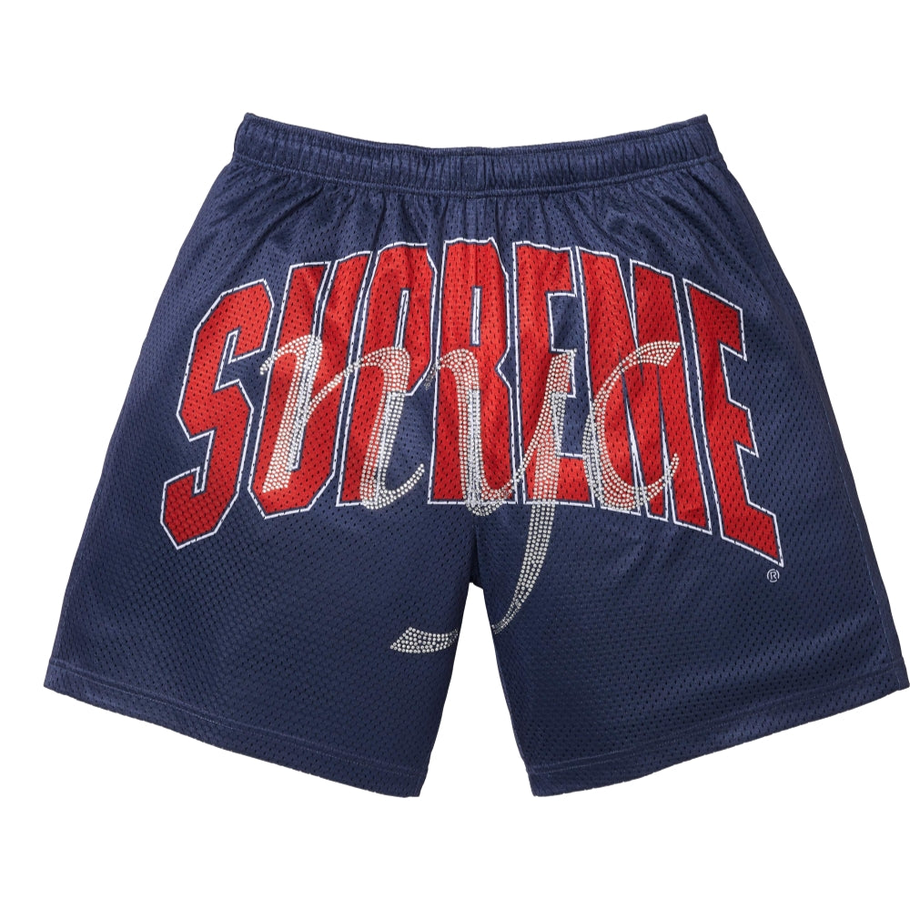 SUPREME RHINESTONE MESH SHORT-NAVY