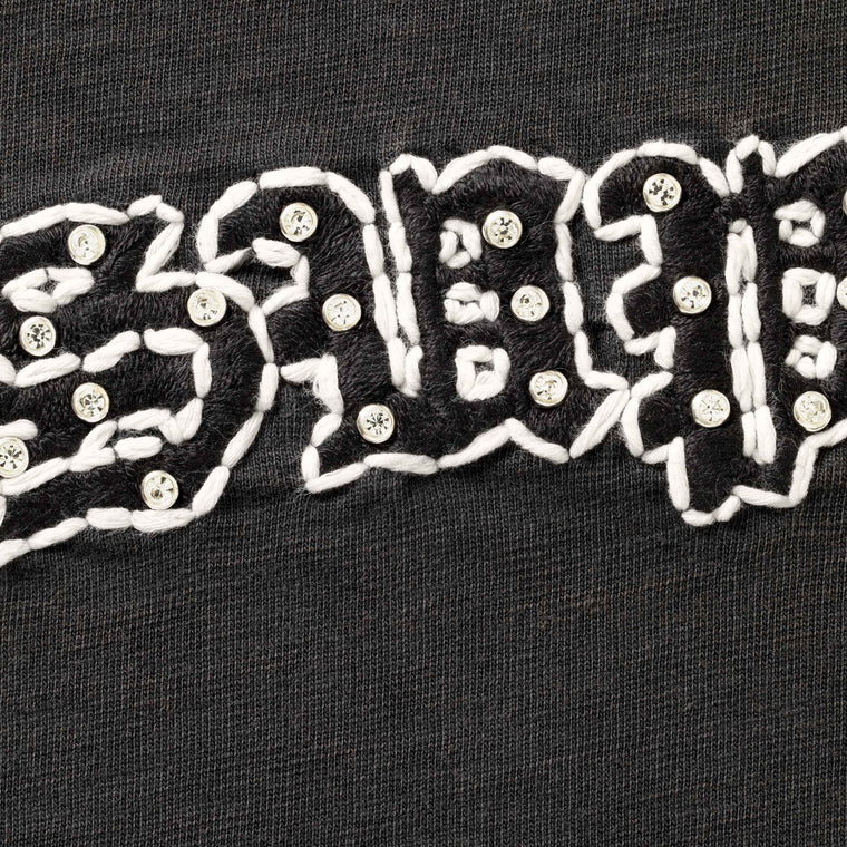 SUPREME RHINESTONE RAGLAN S/S TOP-BLACK