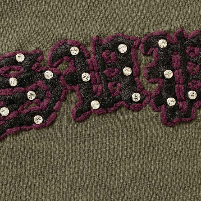 SUPREME RHINESTONE RAGLAN S/S TOP-OLIVE