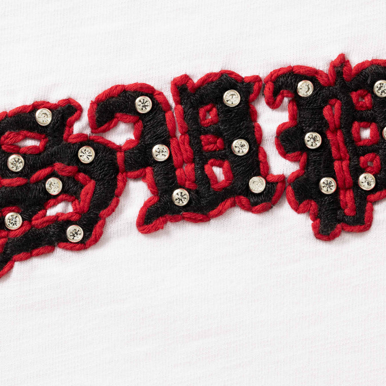 SUPREME RHINESTONE RAGLAN S/S TOP-WHITE