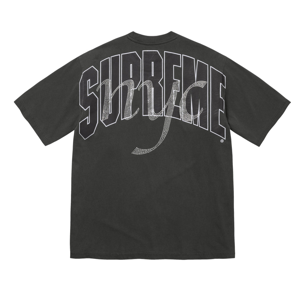 SUPREME RHINESTONE SCRIPT S/S TOP-BLACK