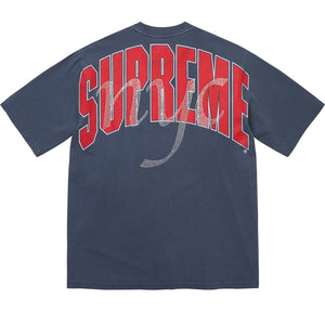 SUPREME RHINESTONE SCRIPT S/S TOP-NAVY