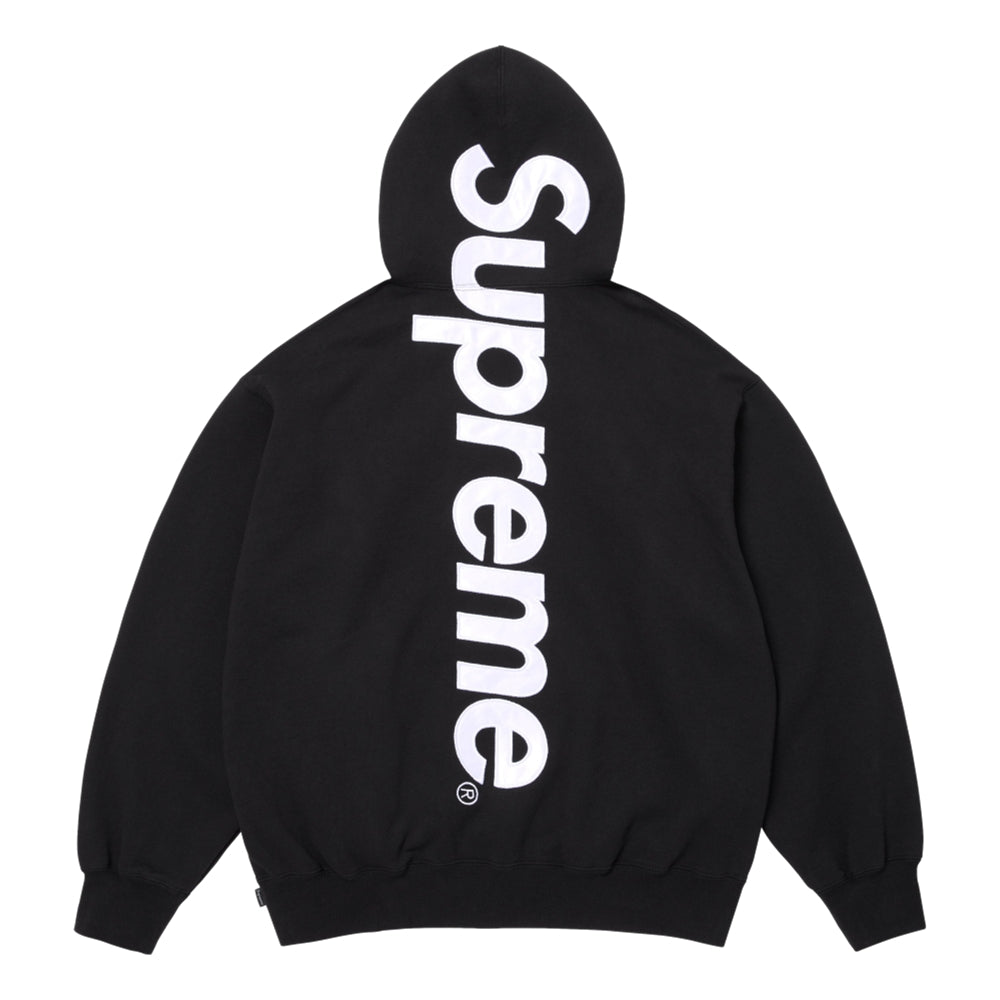 SUPREME SATIN APPLIQUE HOODED SWEATSHIRT-BLACK