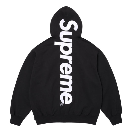 SUPREME SATIN APPLIQUE HOODED SWEATSHIRT-BLACK