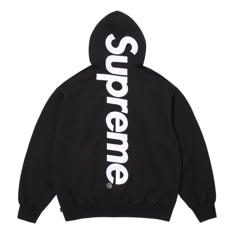 SUPREME SATIN APPLIQUE HOODED SWEATSHIRT-BLACK