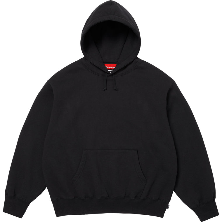 SUPREME SATIN APPLIQUE HOODED SWEATSHIRT-BLACK