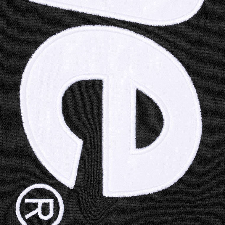SUPREME SATIN APPLIQUE HOODED SWEATSHIRT-BLACK