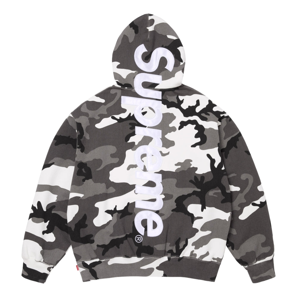 SUPREME SATIN APPLIQUE HOODED SWEATSHIRT-SNOW CAMO