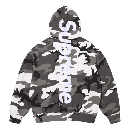 SUPREME SATIN APPLIQUE HOODED SWEATSHIRT-SNOW CAMO