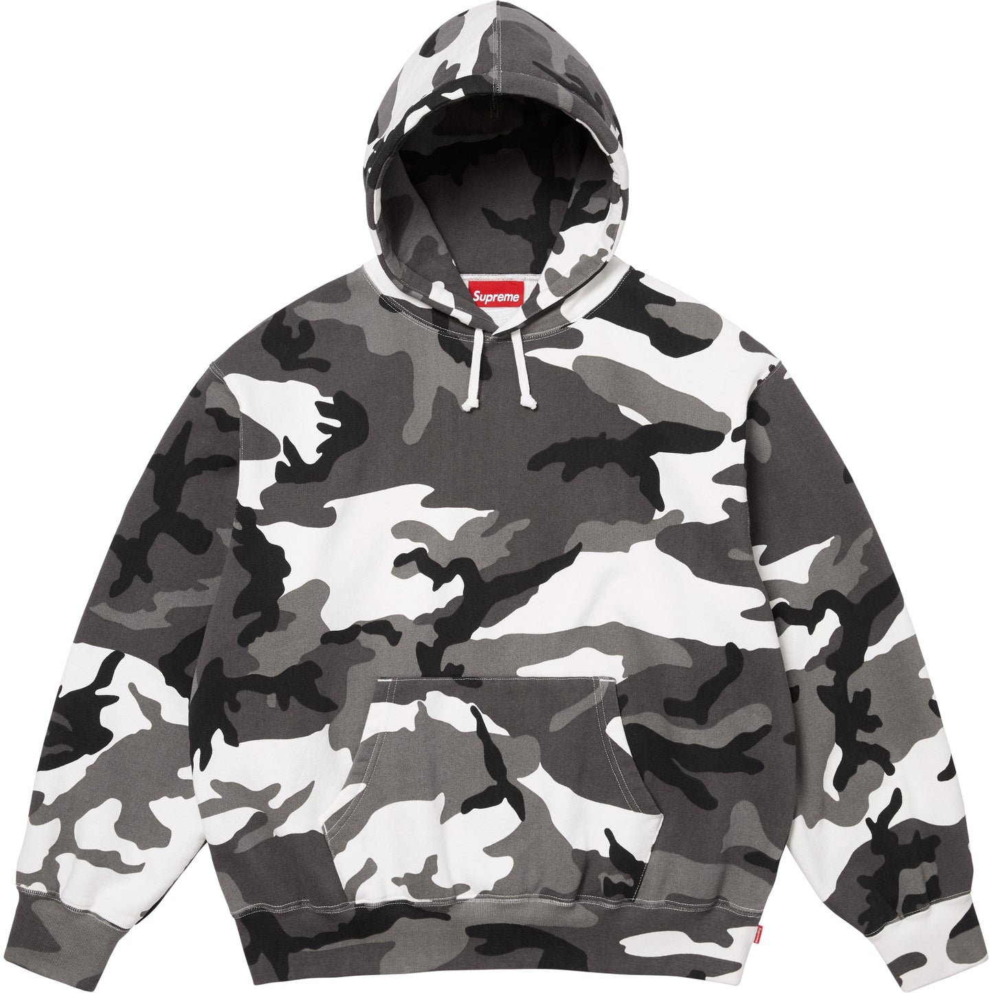 SUPREME SATIN APPLIQUE HOODED SWEATSHIRT-SNOW CAMO