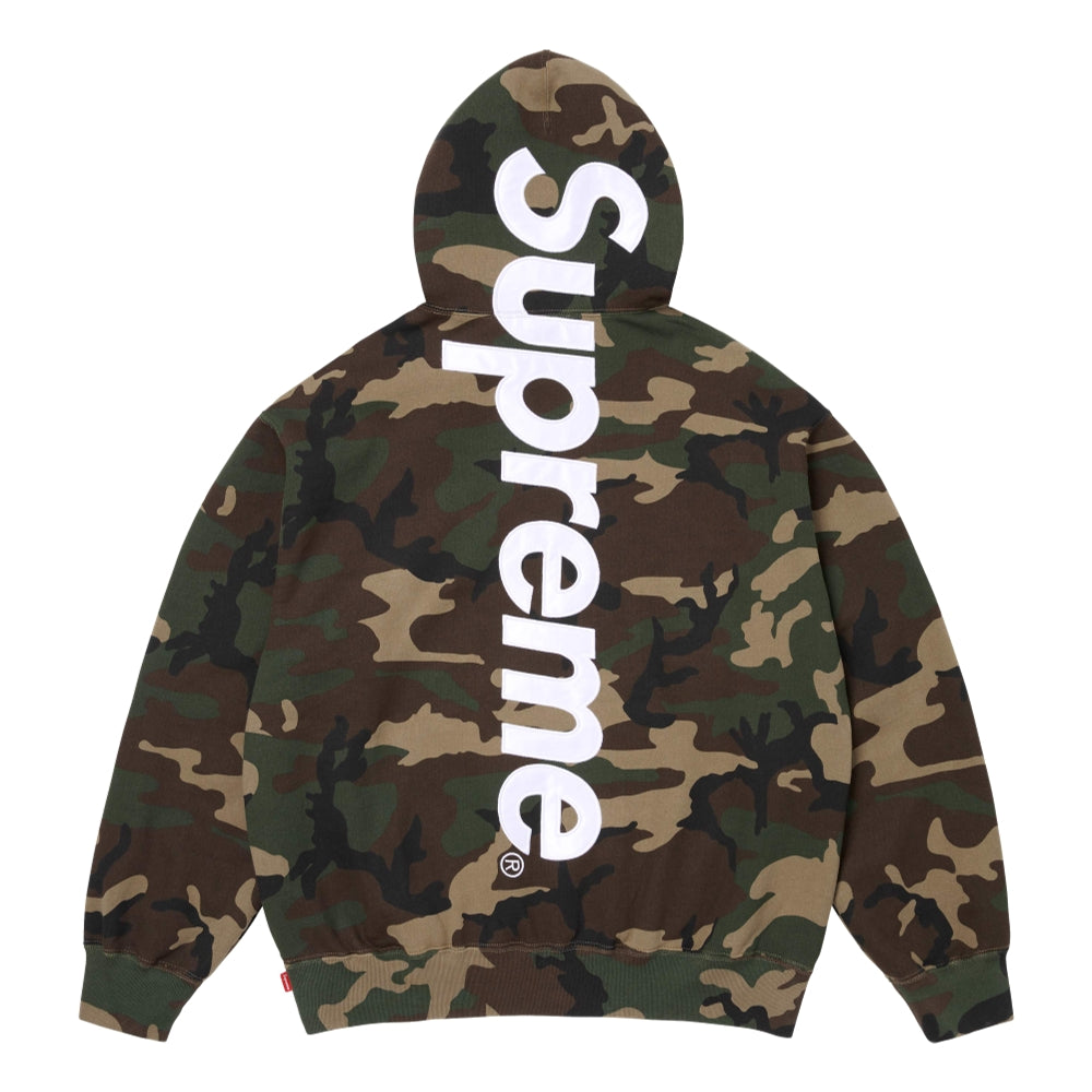 SUPREME SATIN APPLIQUE HOODED SWEATSHIRT-WOODLAND CAMO
