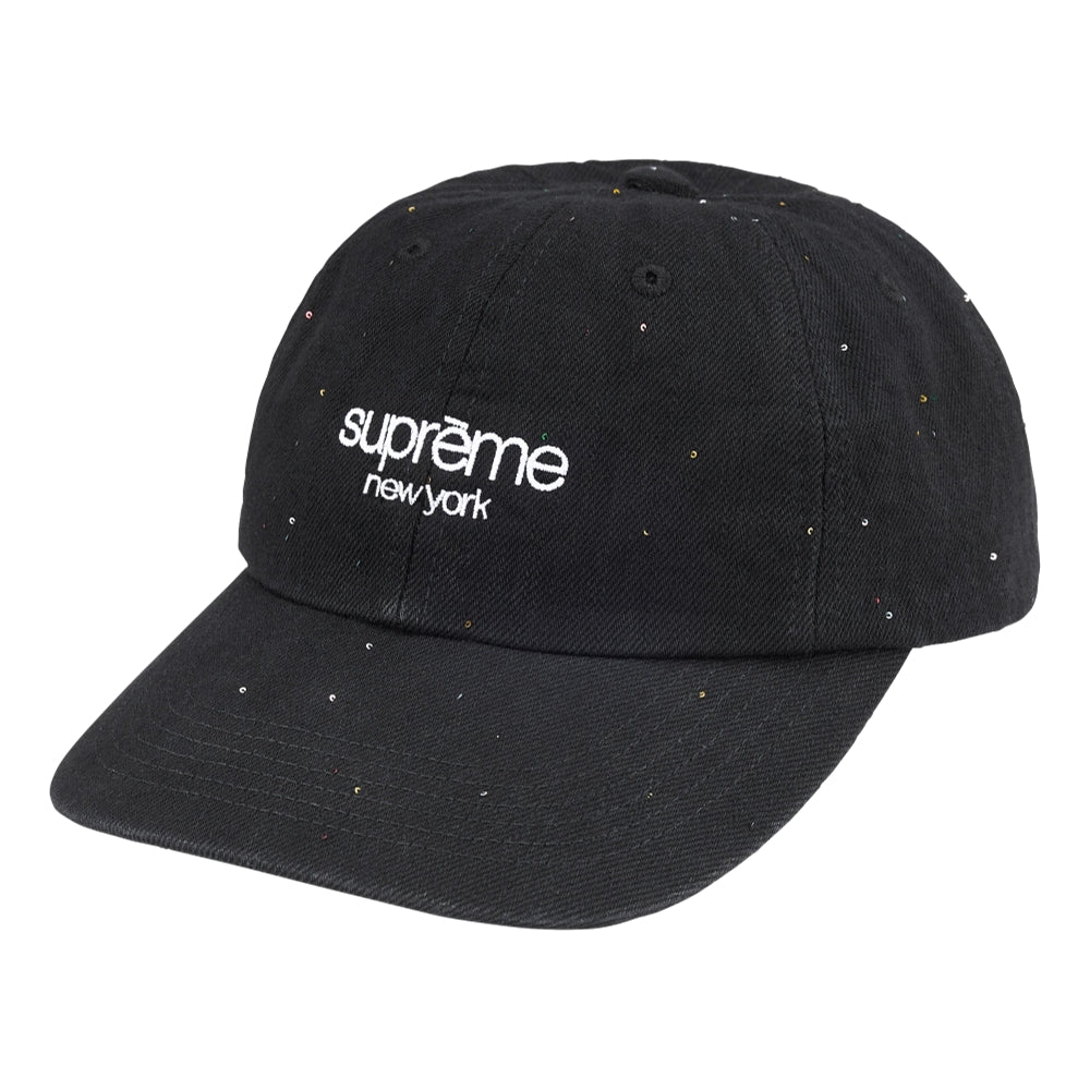 SUPREME SEQUIN DENIM CLASSIC LOGO 6-PANEL-BLACK