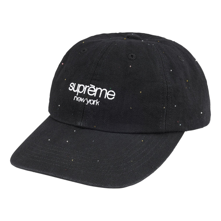 SUPREME SEQUIN DENIM CLASSIC LOGO 6-PANEL-BLACK