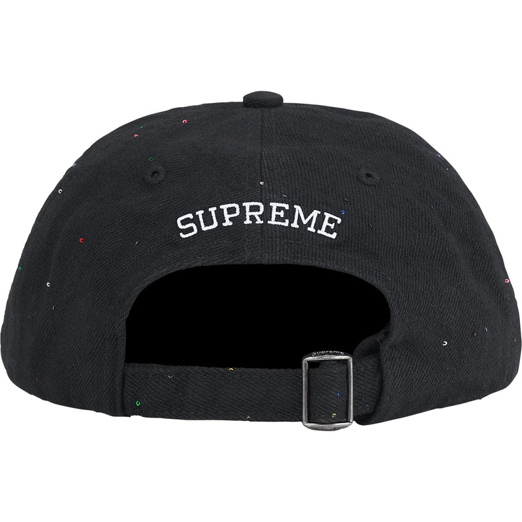 SUPREME SEQUIN DENIM CLASSIC LOGO 6-PANEL-BLACK