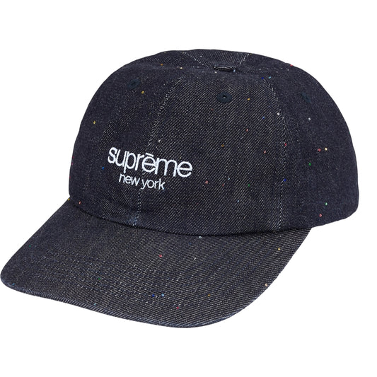SUPREME SEQUIN DENIM CLASSIC LOGO 6-PANEL-INDIGO