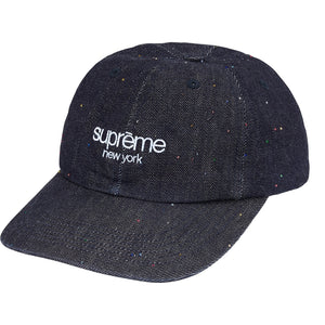 SUPREME SEQUIN DENIM CLASSIC LOGO 6-PANEL-INDIGO