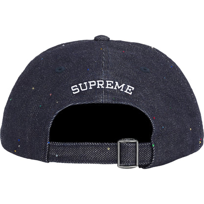 SUPREME SEQUIN DENIM CLASSIC LOGO 6-PANEL-INDIGO
