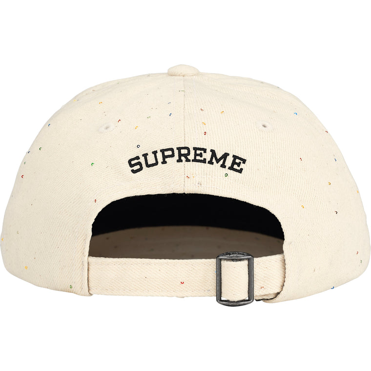 SUPREME SEQUIN DENIM CLASSIC LOGO 6-PANEL-WHITE