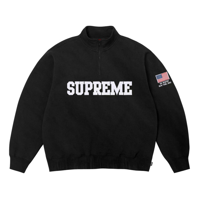 SUPREME SHOP FLAG HALF ZIP PULLOVER-BLACK-NEW YORK