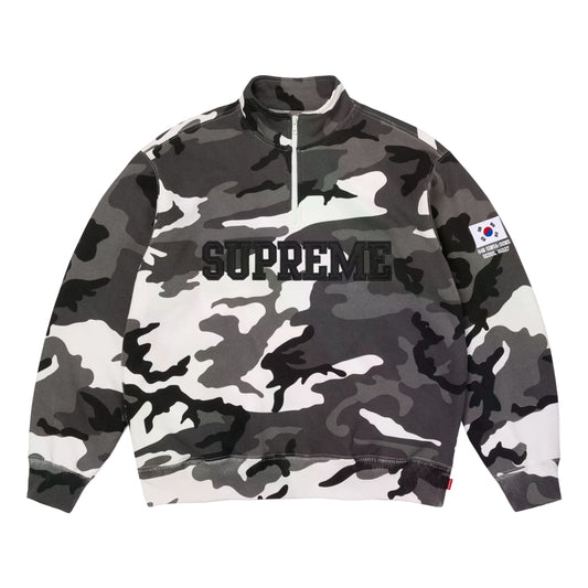SUPREME SHOP FLAG HALF ZIP PULLOVER-SNOW CAMO-SEOUL