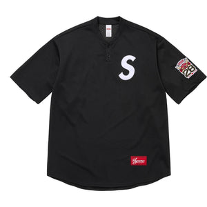 SUPREME SHOP S LOGO BASEBALL HENLEY-BLACK-TOKYO